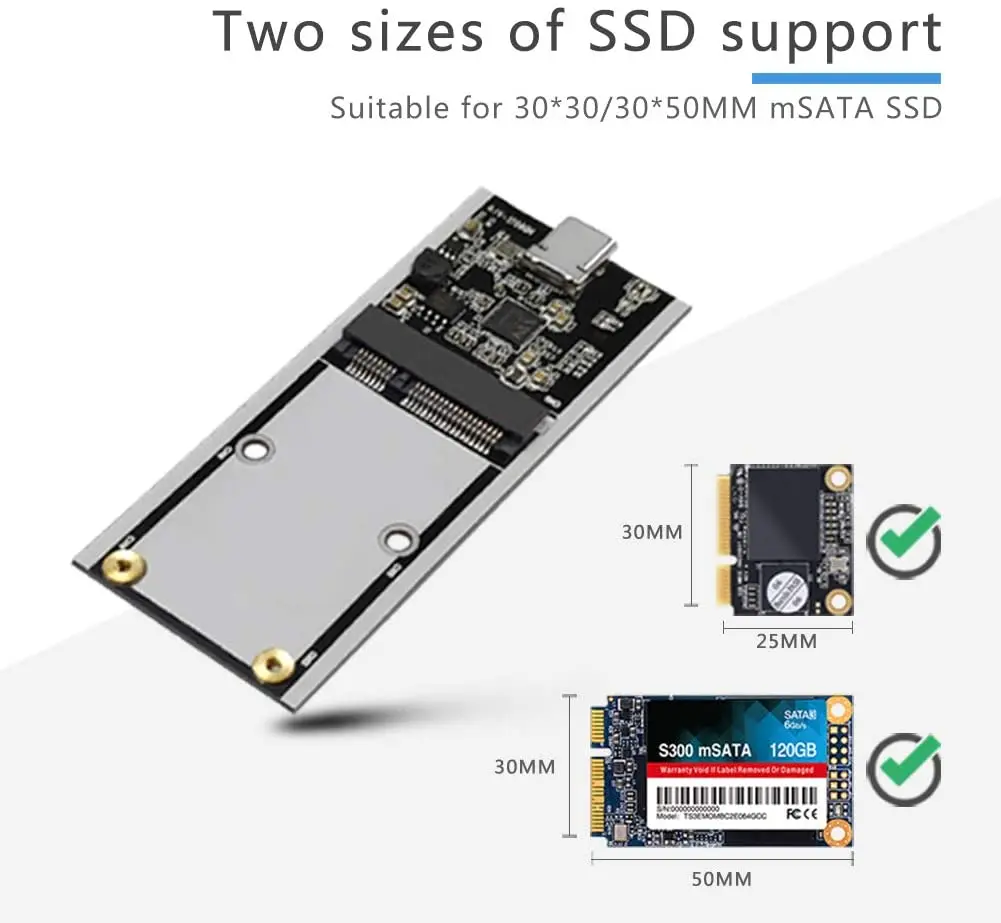 mSATA to USB 3.1 Type-C SSD Enclosure Aluminum Case