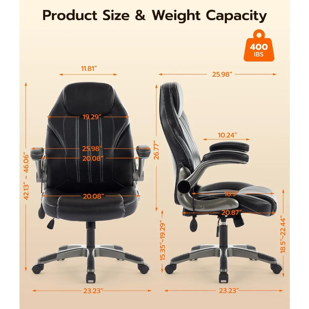 كرسي مكتب مكتب، كرسي كمبيوتر مريح مع أذرع مبطنة قابلة للطي ودعم قطني قابل للتعديل، كرسي تنفيذي من جلد البولي يوريثان مع #2