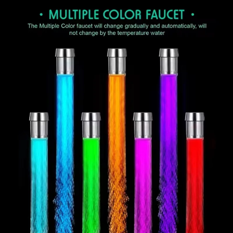 LED Temperature Sensitive Faucet Water Saving Bathroom Kitchen Sensor 7 Color Change Faucet Head Aerator Tap Nozzle Shower