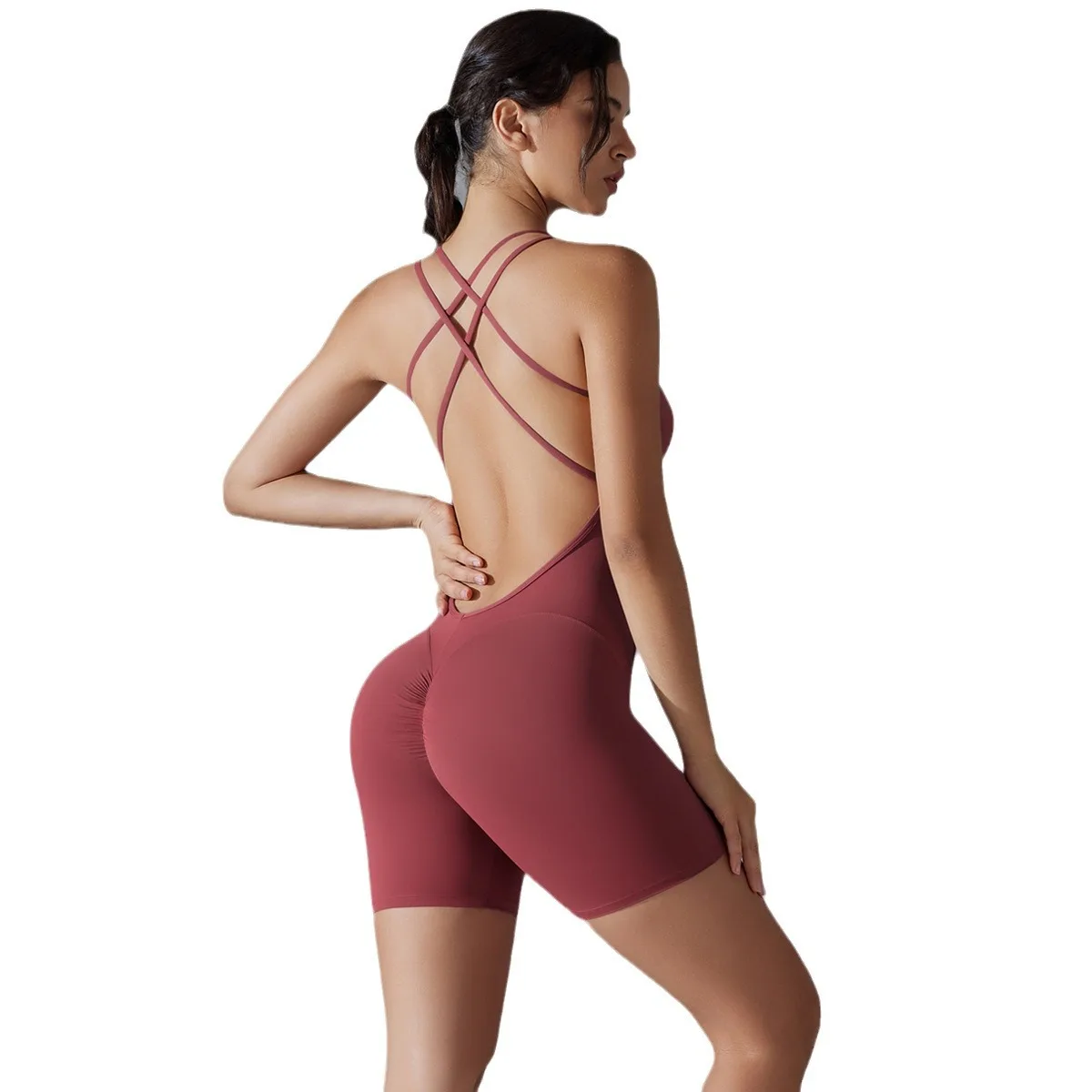 

Sports yoga Hip-lifting high-elastic tight-fitting fitness YOGA cross-beautiful back no embarrassing line trousers and jumpsuit