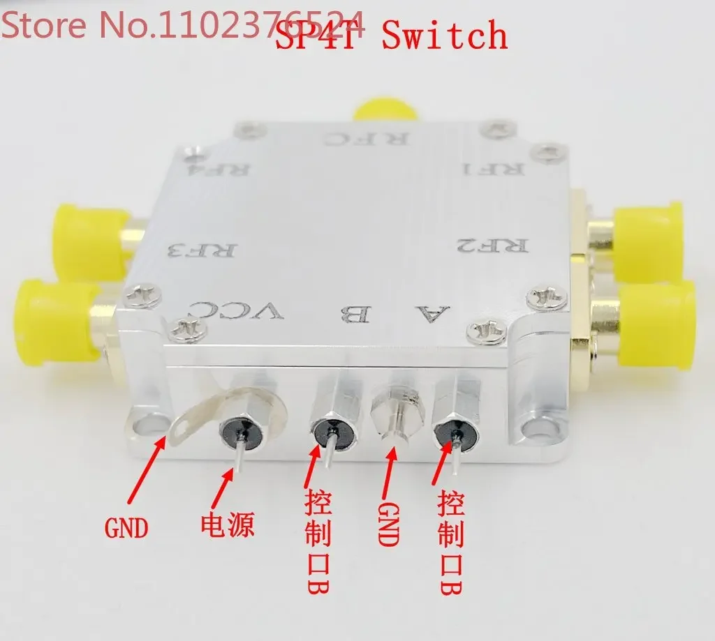 

SP4T all-four RF electronic switch 10-6GHz wide band, high isolation, low insertion loss, small volume, with enclosure