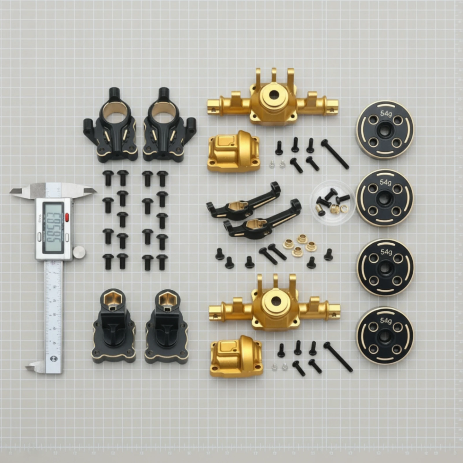 Axle Housing Kit Metal RC Car Parts with Screws RC Screws Kit Brass 1:18 Scale for Hobbyists, Custom Builds