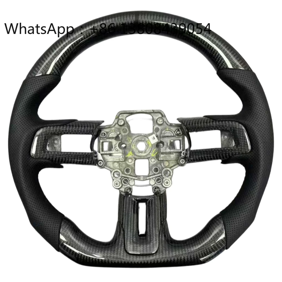 

Custom Carbon Fiber Steering Wheel for Ford Mustang 2015-2025 D-Type Sport Racing Steering Wheel with Alcantara Leather