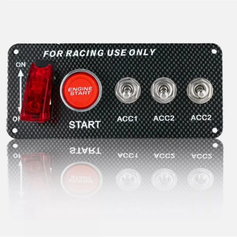 12V Carbon Fiber Pattern 3 In 1 Racing Ignition Switch, Multifunctional Integrated Car Modification Control Switch