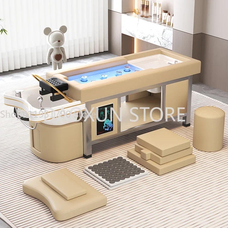 

Shower Head Shampoo Chair Moxibustion Fumigation Hair Salon Equipments Chair Therapy Cama De Champu Salon Equipment MQ50SC