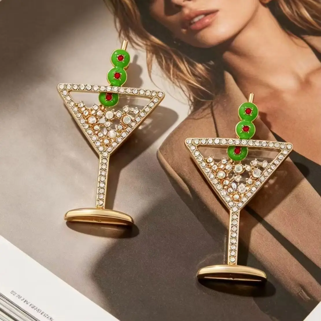 Personalized Creative Alloy Champagne Glass Earrings