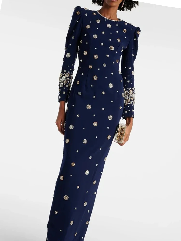 

Luxury Brand Beaded Diamond Slim Maxi Dress Wedding Birthday Party Dress Long Dress White Black Dresses Women Clothing Trendy