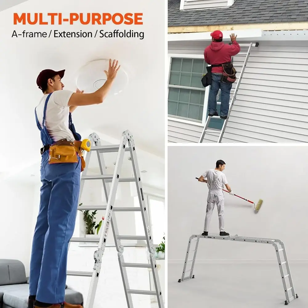 7-in-1 Heavy-Duty Multi-Position Ladder with Extension Feature, EN 131 Certified