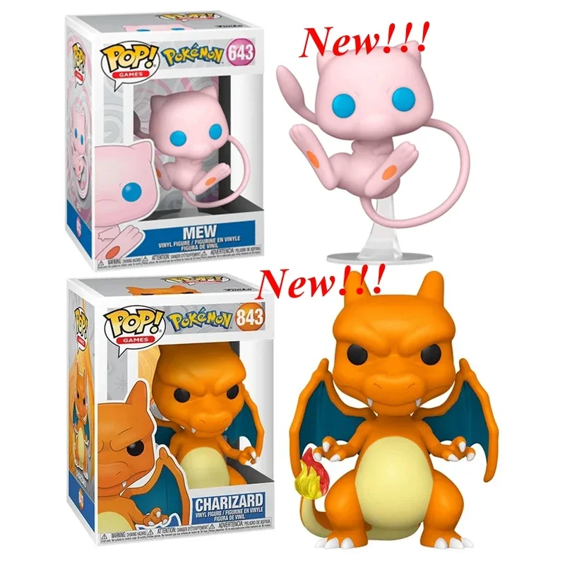 ใหม่ FUNKO POP Pikachu Series eevee #577 #643 raichu 645 mew #843ตุ๊กตาไวนิล Charizard ตุ๊กตาขยับแขนขาได้ของเล่นโมเดล PVC สำหรับเด็กเป็นของขวัญ