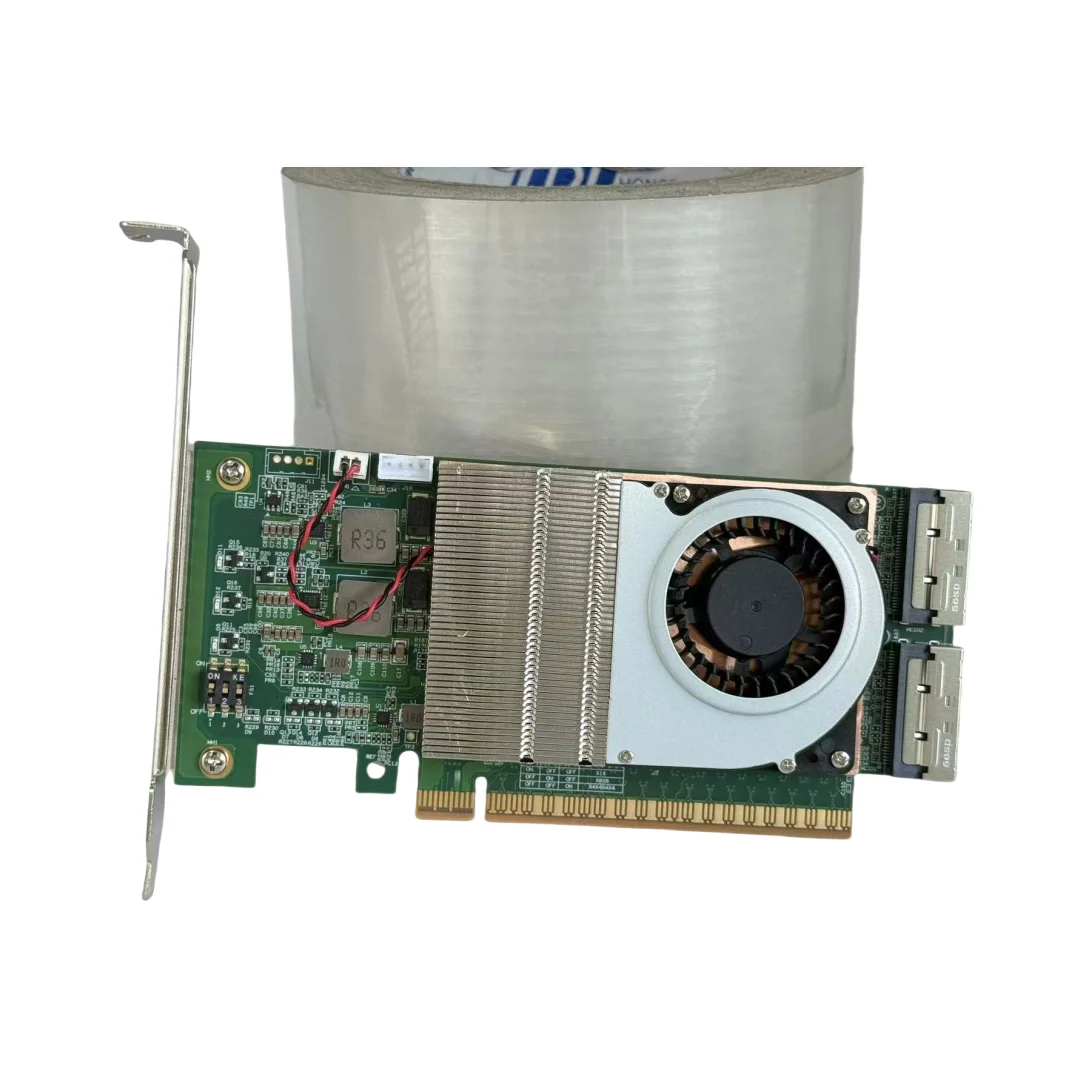 PCIe 5.0 Retimer Card MCIO X16 X8 for GPU Graphics Card SSD Equipped + Full-Height Half-Height Baffle 32GT/S SFF-TA-1016 Rev11