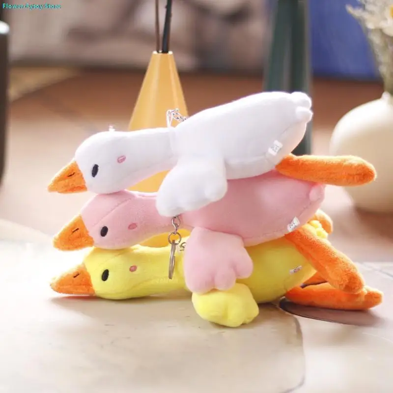 Soft Dolls Stuffed Toys Cute Fluffy Duck Plush Toys Doll Keychain Animal Swan Goose Schoolbag Pendant Kids Girls Birthday Gift