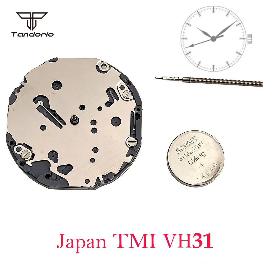 VH31 Quartz Watch Movement Original TMI VH31B High Precision Watch Mechanism Smooth Sweep Second Wristwatch Mod Accessory Parts