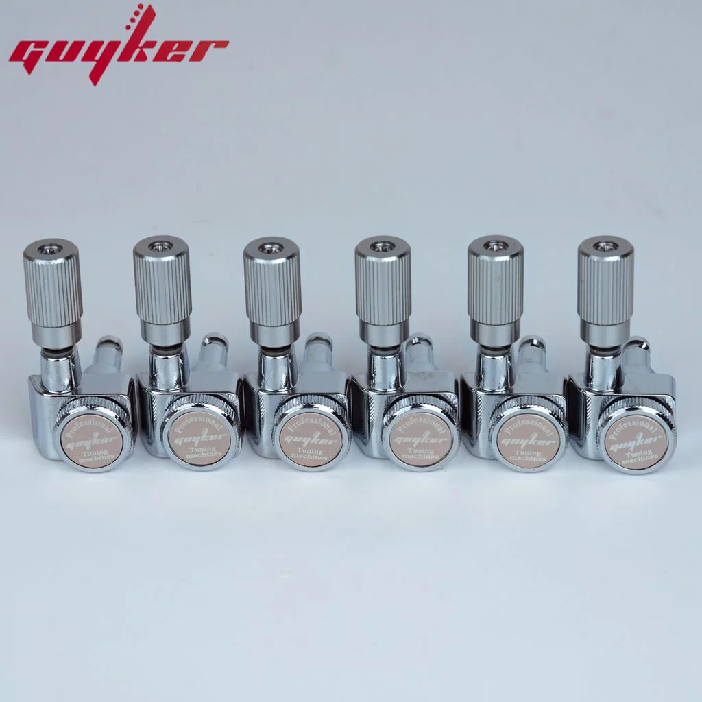 1 Set GUYKER 6 In-line Machine Heads No Screws 1:18 Vertical Cylindrical Handl Shank Locking Tuning Key Pegs Tuners Three Colors