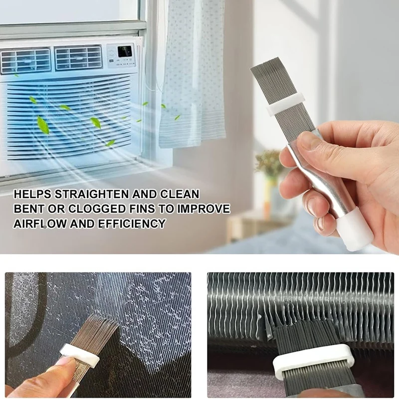 Air Conditioner Evaporator Coil Cleaning Brush AC Condenser Coil Fin Comb Straightener HVAC Cleaner Brush