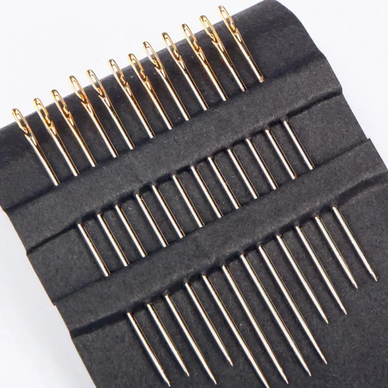 12Pcs Multi-size Blind Needles Bodkin Gold Tail Easy Through From Side Hand Sewing Embroidery Tool DIY Needlework Sewing Needles