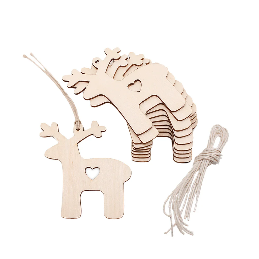 

30Pcs Elk Wooden Craft Christmas Hanging Ornaments Hollow Heart Design DIY Craft Decoration for Holiday Party Wooden Christmas