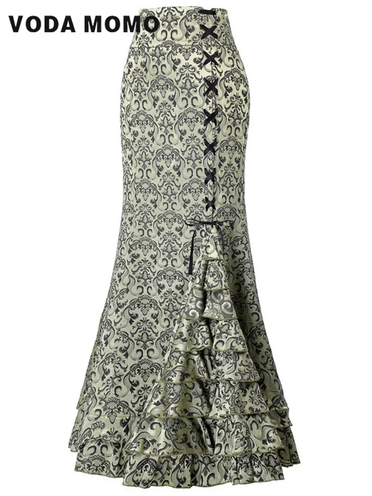 

Элегантная темпераментная юбка с высокой талией, готическая юбка «рыбий хвост», праздничная одежда, женская миди Y2k, макси-рыбий хвост, ретро-бинтовая юбка