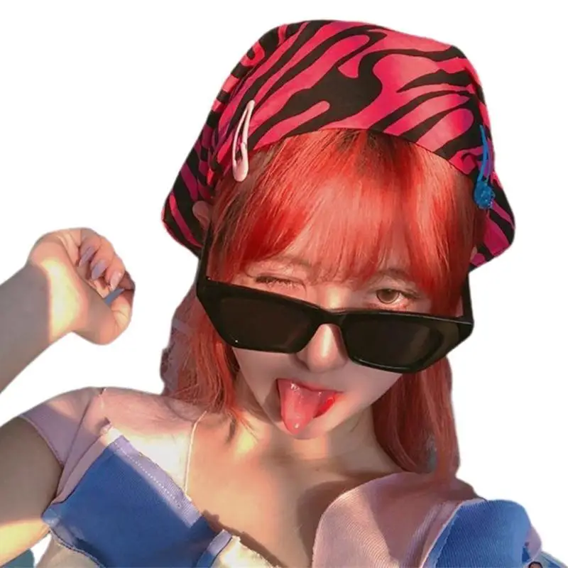 39BD Women Men Stripes Print Bandana Square Scarf Hip Hop Sports Cycling Headband Headwrap Festival Cotton Wristband Neck