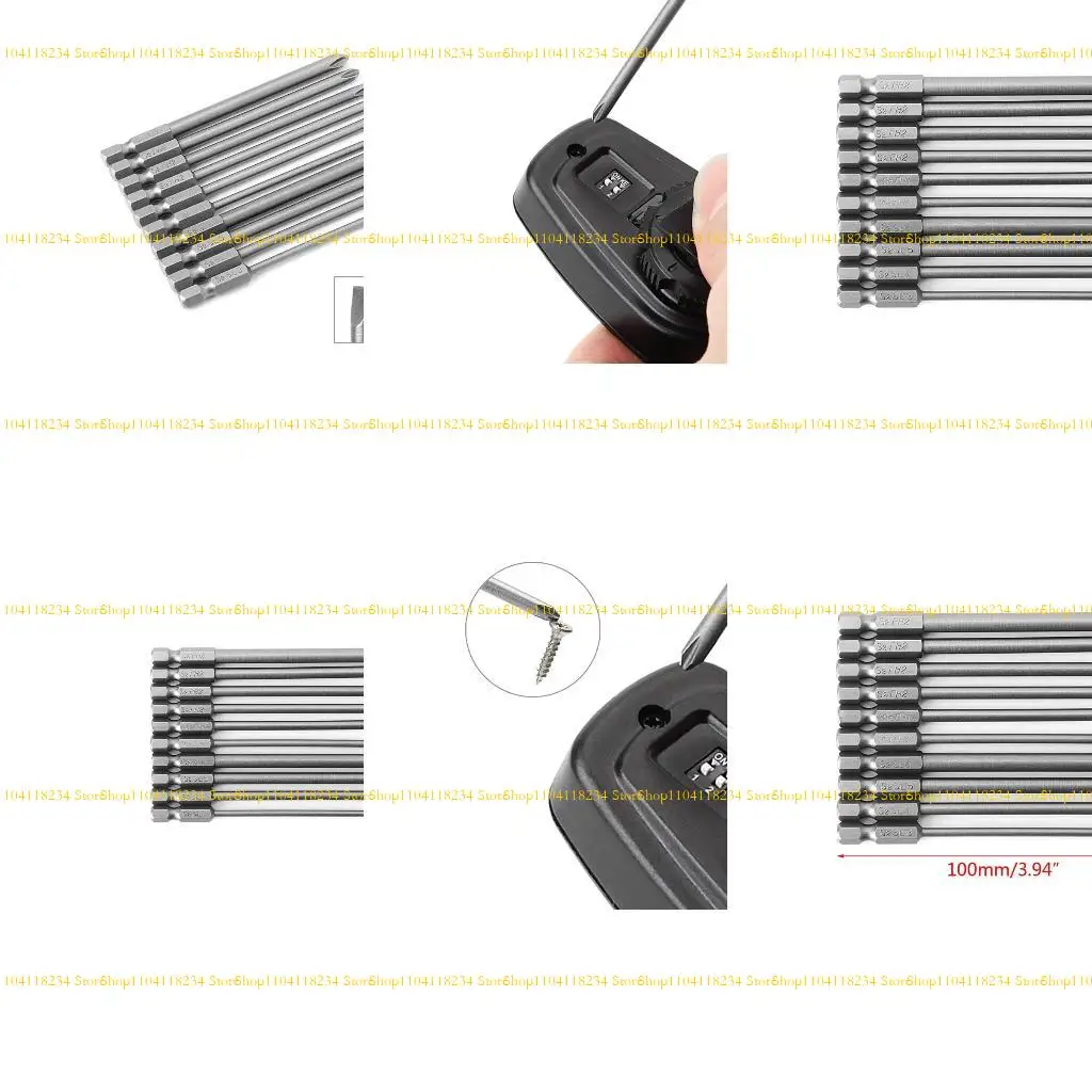 

P9FB 10 Pcs Slotted PH2 Screwdriver Bit S2 Steel 1/4 Shank 100mm