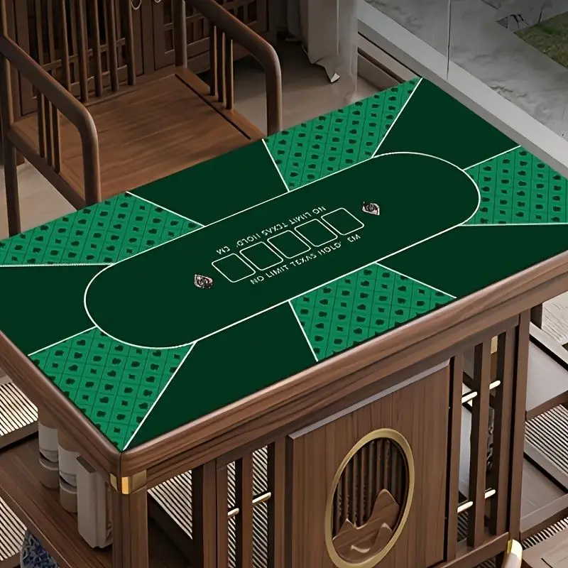 VIKAMA No Limit Texas Holdem Poker Table Mat Heart Dot Grid Print Non‑Slip Foldable Game Tabletop Pad for Home Party Decor