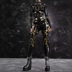 Women Cyber Punk Armor 3D Printing Jumpsuit Halloween Robot Cosplay Zentai Suit Adult Fancy Monos Bodysuit Rave Outfit Morphsuit