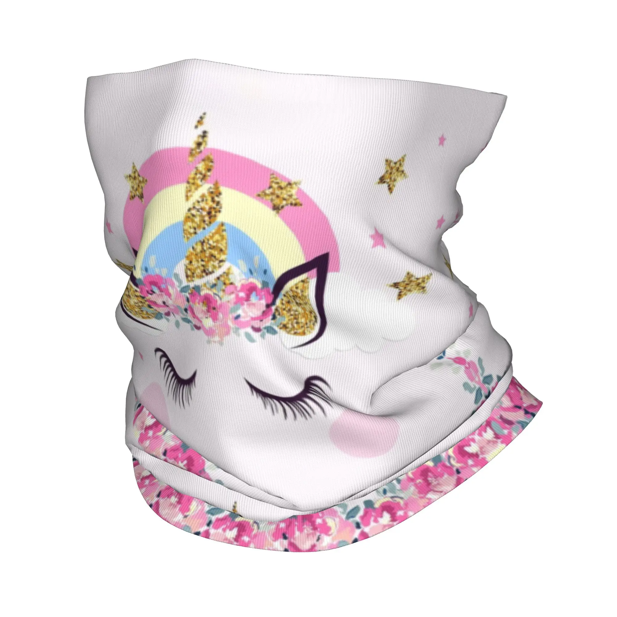 Diadema personalizada de unicornio de dibujos animados para invierno, calentador de cuello para hombres y mujeres, bufanda de tubo para senderismo y Camping, Bandana con cara de gato y Animal bonito