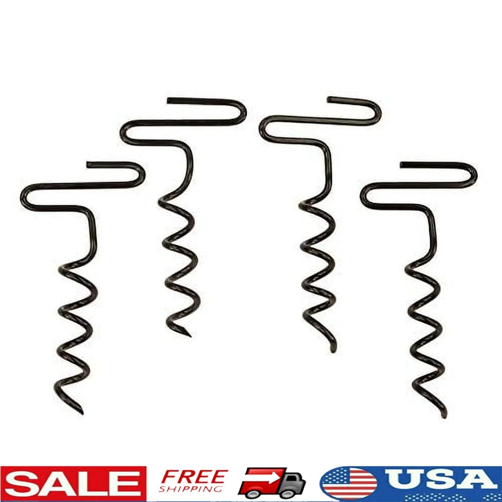 

Heavy-Duty Steel Auger Stake Kit 4-Pack Ground Blind Tent Canopy Outdoor Gear Anchoring Durable Easy Installation