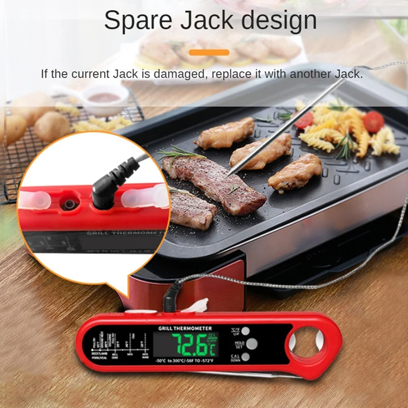 Digital Instant Read Meat Thermometer Folding Probe Backlight & Calibration Function For Cooking Candy,BBQ Grill, Beef