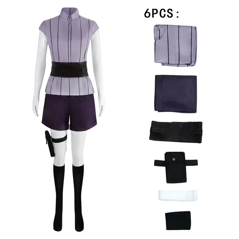25COSHyuga Hinata Costume Cosplay Parrucca Abiti da donna Vestito da festa di carnevale di Halloween Hyuuga Ninja Cosplayer Parrucca lunga viola carina