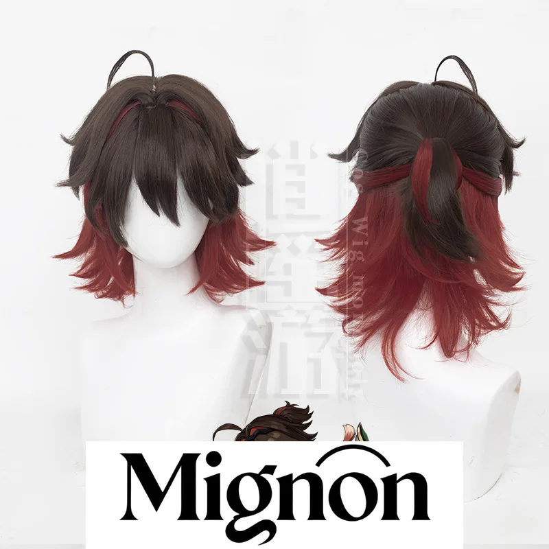 

Парик для косплея Genshin Impact Jiaming, стиль до половины и топ с имитацией кожи головы, подарок на Хэллоуин