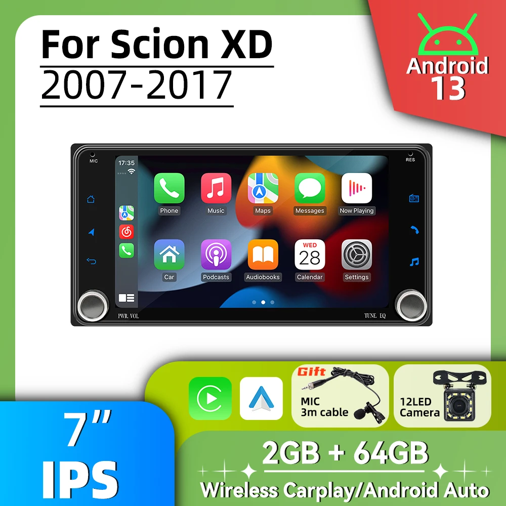 راديو السيارة 7 "ستيريو 2 الدين شاشة الوسائط المتعددة أندرويد ل Scion XD 2007-2017 اللاسلكية Carplay أندرويد السيارات رئيس وحدة GPS BT WIFI