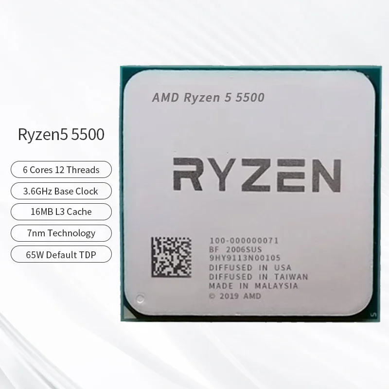 AMD Ryzen 5 5500 6 Cores 12 Threads 4.2GHz Desktop computer processor with AM4 Socket CPU