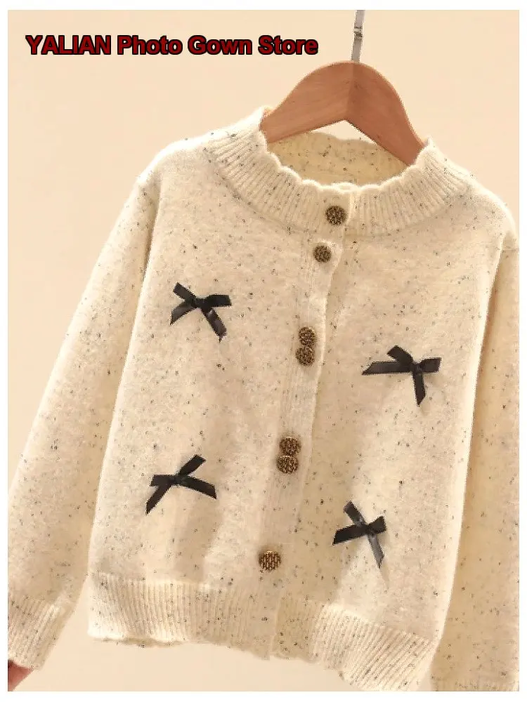 Girls School Style Knit Cardigan Kids Autumn Stylish Outwear for Campus Fashion