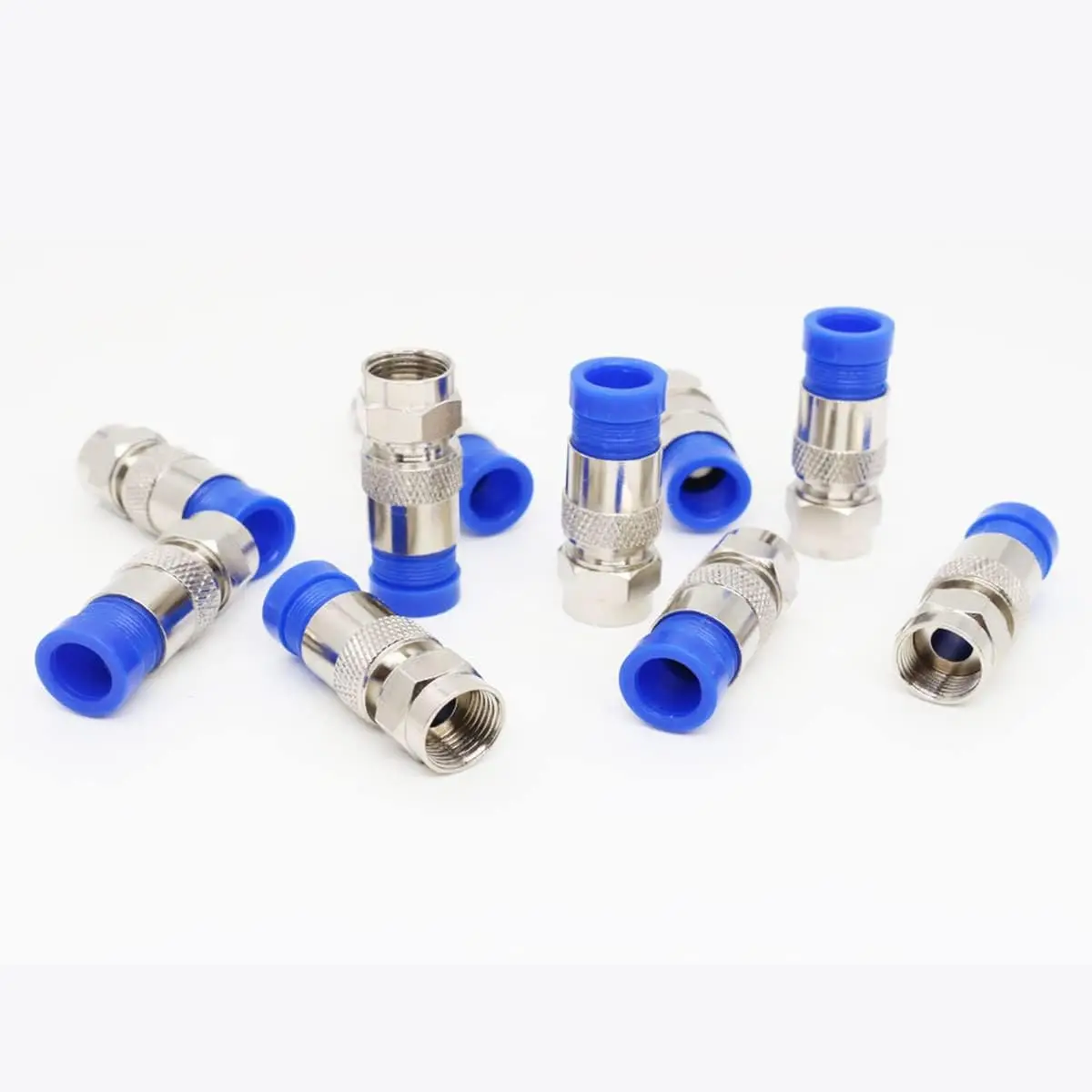 F Type RG6 Compression Connectors Adapter Coaxial Cable F Compression Connectors for Satellite & Cable TV