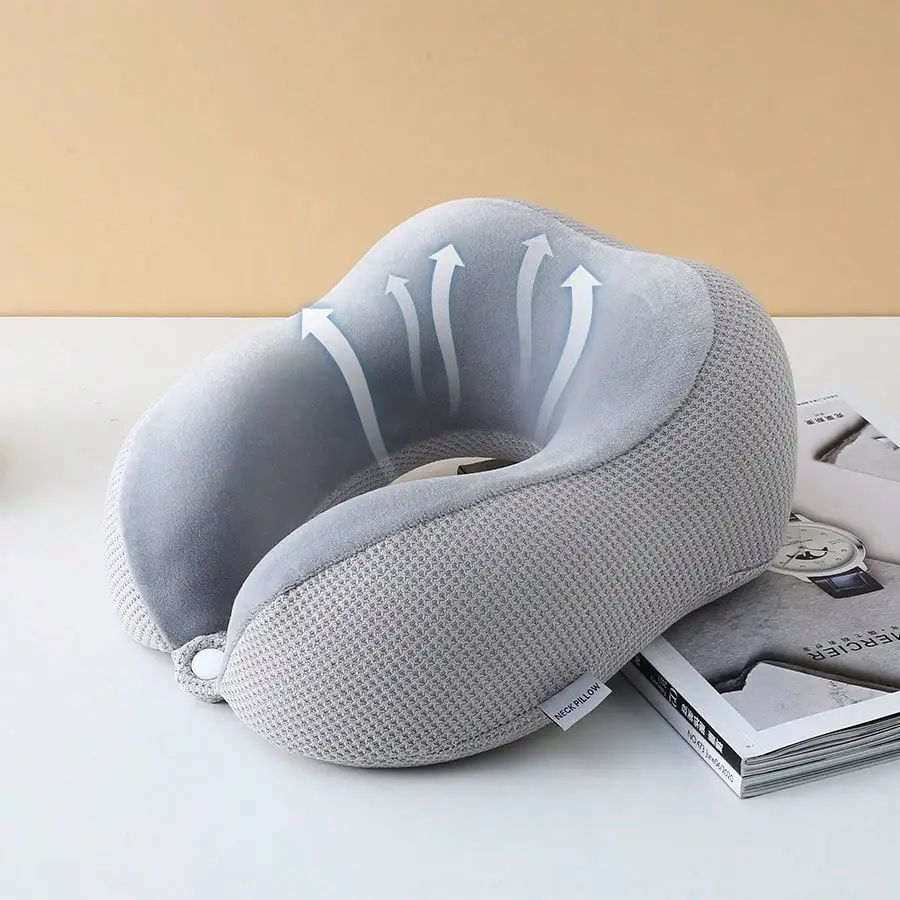 Memory Foam U-Shaped Travel Neck Pillow For Sleeping On Planes, Portable Cervical Support Pillow.