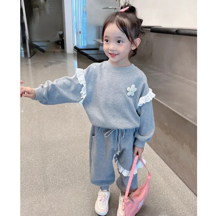 2026 New Children's Girls' Autumn Set Cute Long Sleeve Top+ Pants Casual Sports Versatile Trendy Children's Two-Piece Set100-150