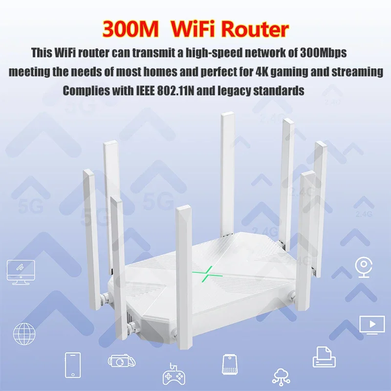 Wireless Router Booster Router Support AP Broadband WiFi Repeater Signal Amplifier for Home Office with Firewall 8 antennas