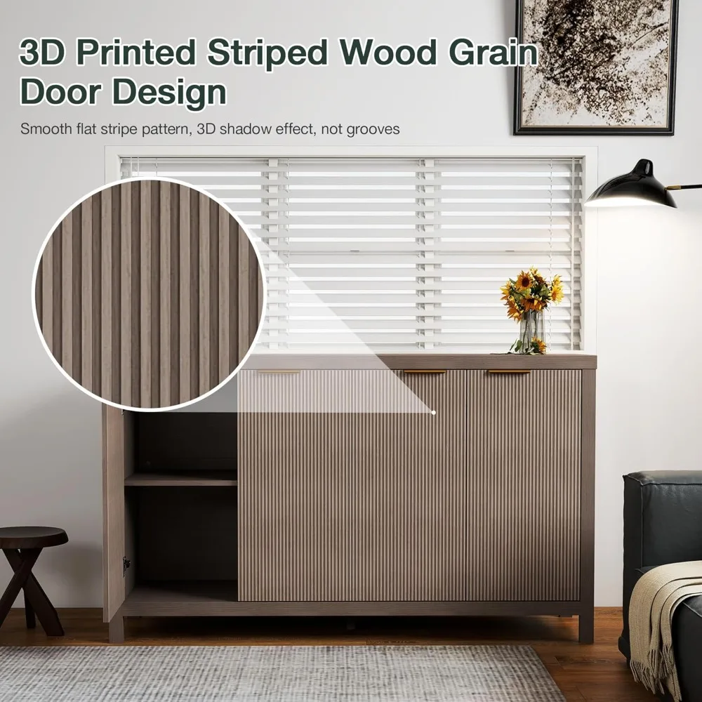 خزانة جانبية للتخزين مقاس 55 بوصة مع بوفيه وبار النبيذ تتميز بالمطبخ والمدخل وغرفة المعيشة #3