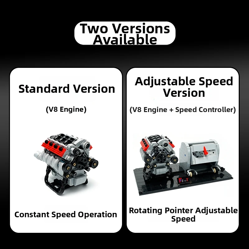 New electric V8 engine model engine car MOC building block educational assembly toy