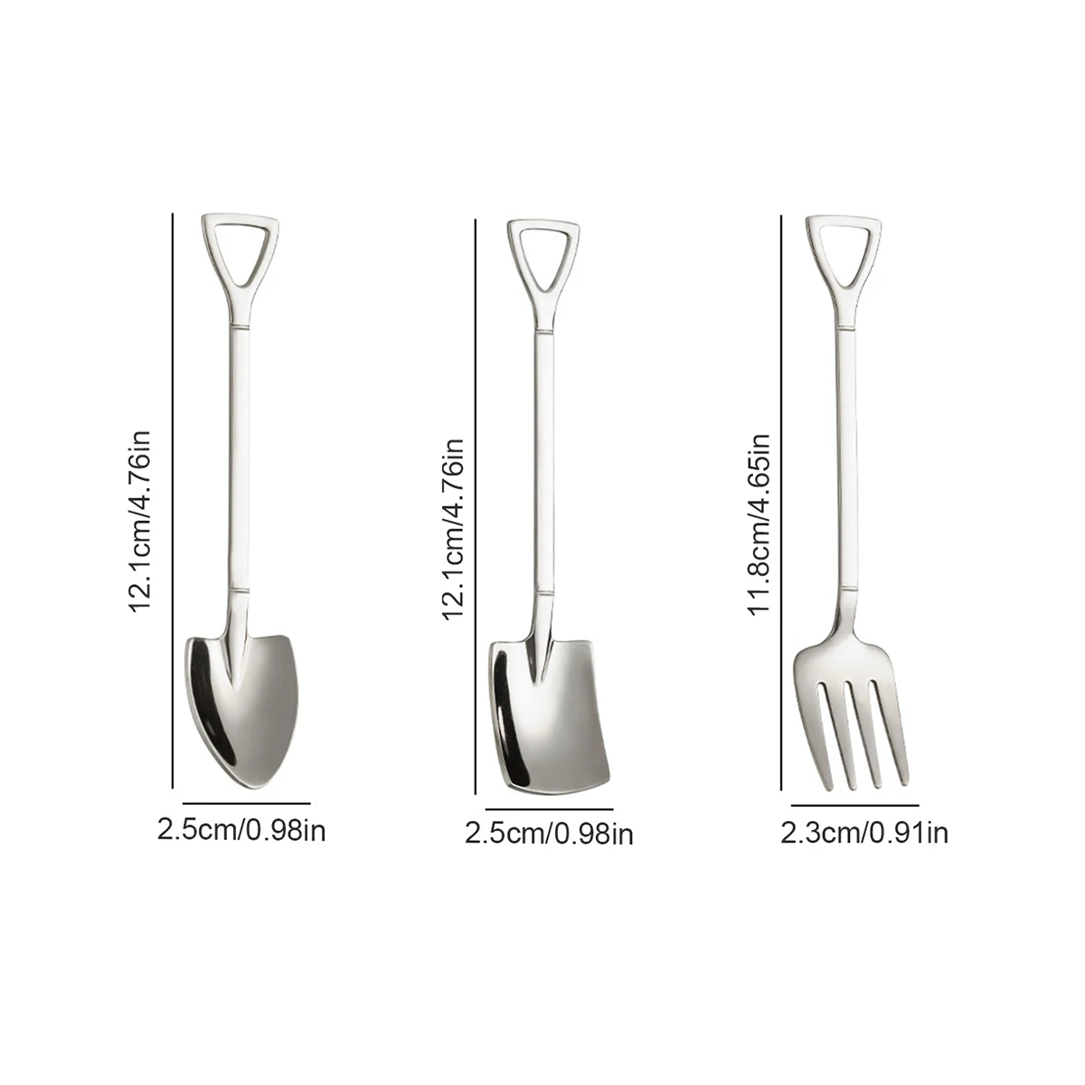 9pcs Stainless steel square spade spade fork pointed shovel said dessert cake fork spoon fruits