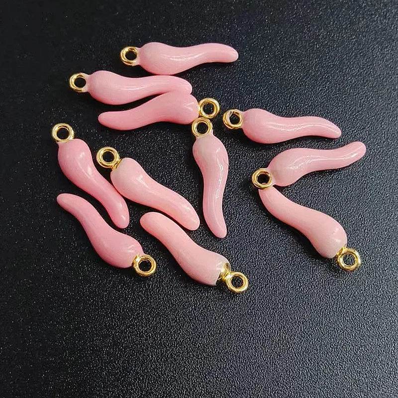 10pcs 20*5mm Chili Horn Charm Alloy Talisman DIY Jewelry Accessories Craft Lucky Pendant Making Vegetabal Charms