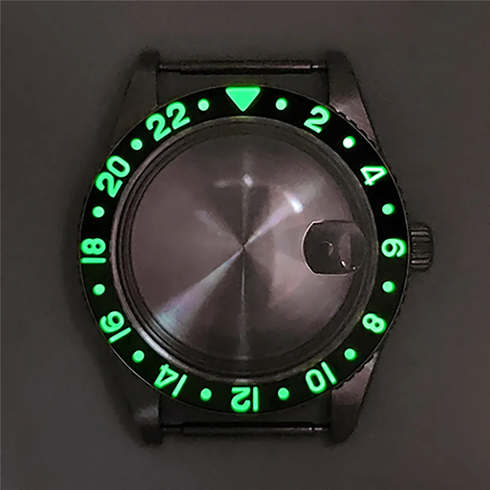 NH34 Case 39MM Men Watch Case Unidirectional Rotation Green Luminous Stainles Steel Case for NH34 NH35 NH36 Movement