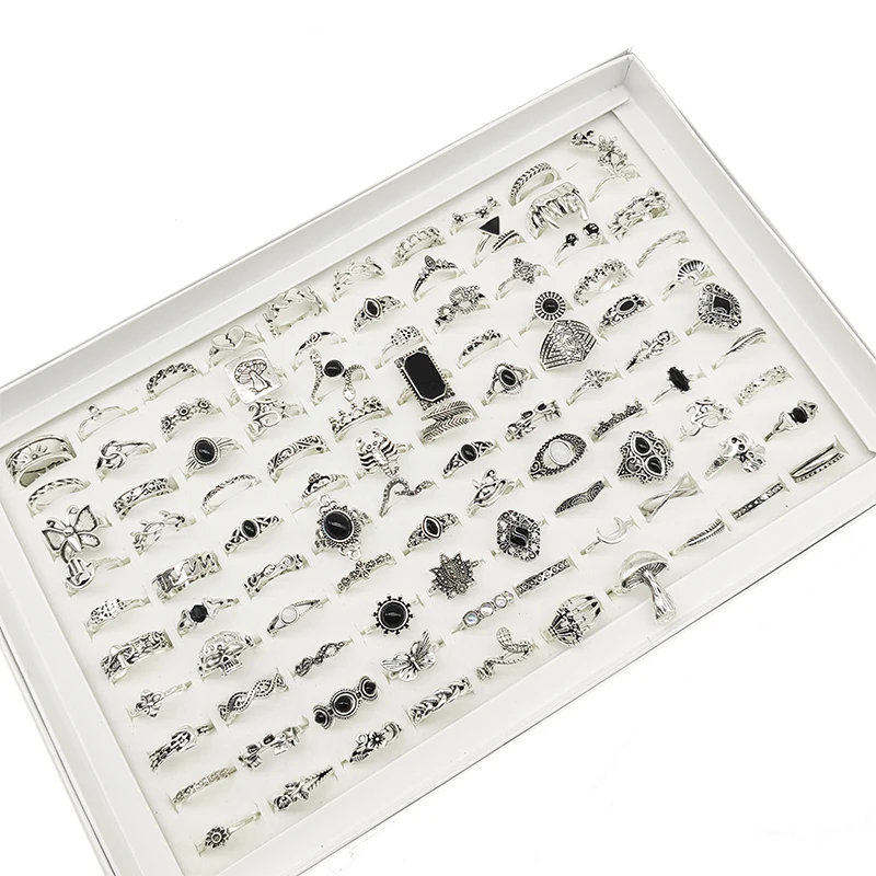 خواتم أصابع أكريليك عتيقة للنساء ، تشكيلة متنوعة ، حفلات ، جمجمة ، قلب ، فطر ، ثعبان ، زهرة ، مجوهرات ، بيع بالجملة ، 30 ، 50 قطعة ديكور ، #6