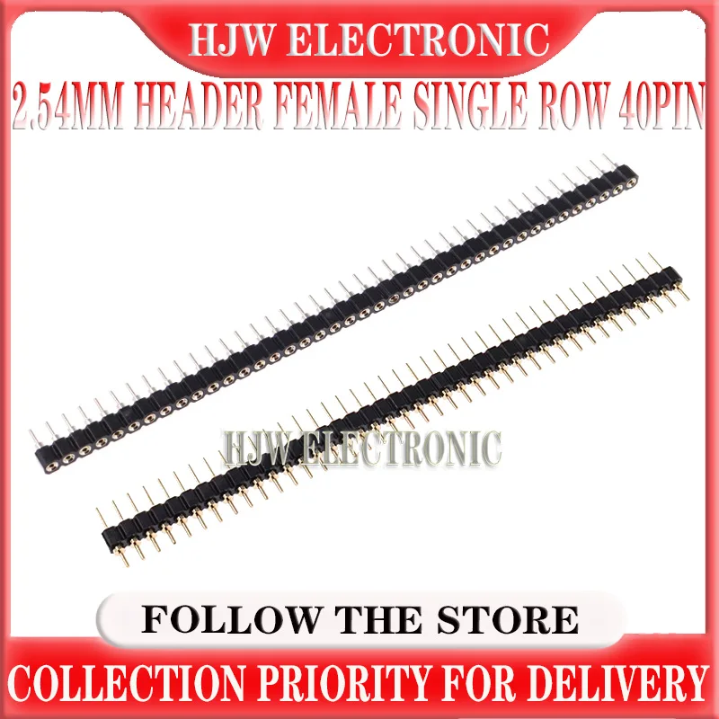 10PCS 2.54mm Pin Header Female Single Row 40 Pin 2.54mm Round Pin Connector 1x40 HJW