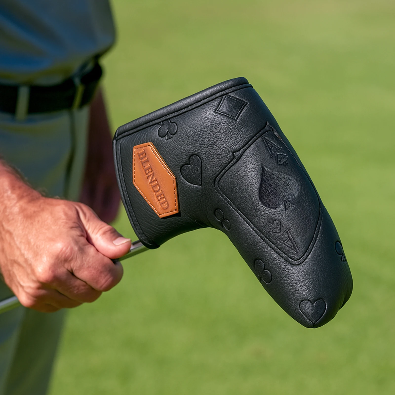 Black PU Leather Golf Blade Putter Covers Golf Headcover Putter Head Cover for Blade Putters Golf Head Cover with Magnet Fit For