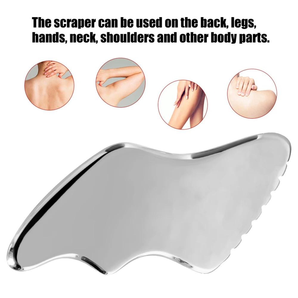 Herramienta de acero inoxidable para esculpir, tablero de masaje miofascial Gua Sha para tejido suave, alivio del dolor, terapia física, cuidado corporal, 1 piezas