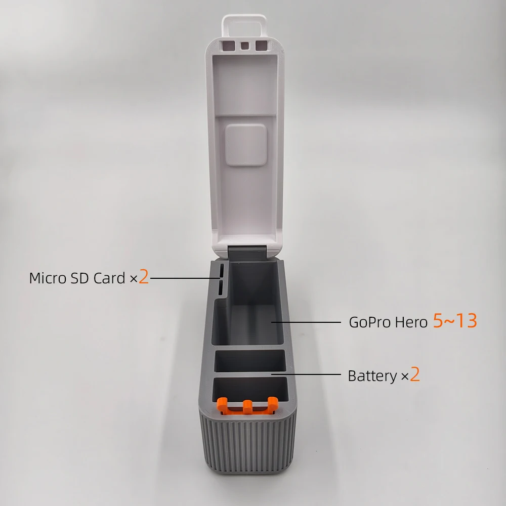 

Дорожный футляр GoPro с 3D-печатью — вмещает 2 батареи и 2 карты MicroSD — для Hero 5/6/7/8/9/10/11/12/13 Защитная коробка для хранения