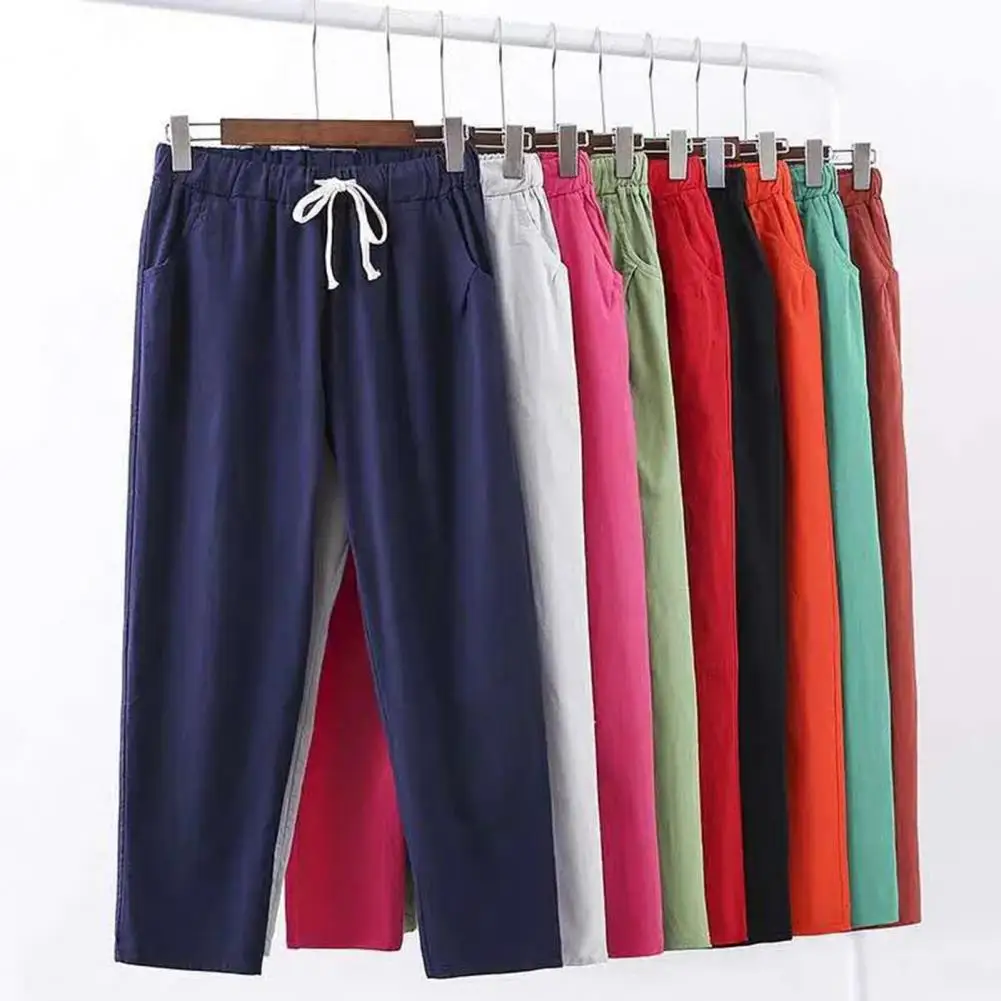 

Women Pants Spring Summer Casual Harem Pants Cotton Elastic waist Harem Ankle-Length Trousers high quality for Female ladys