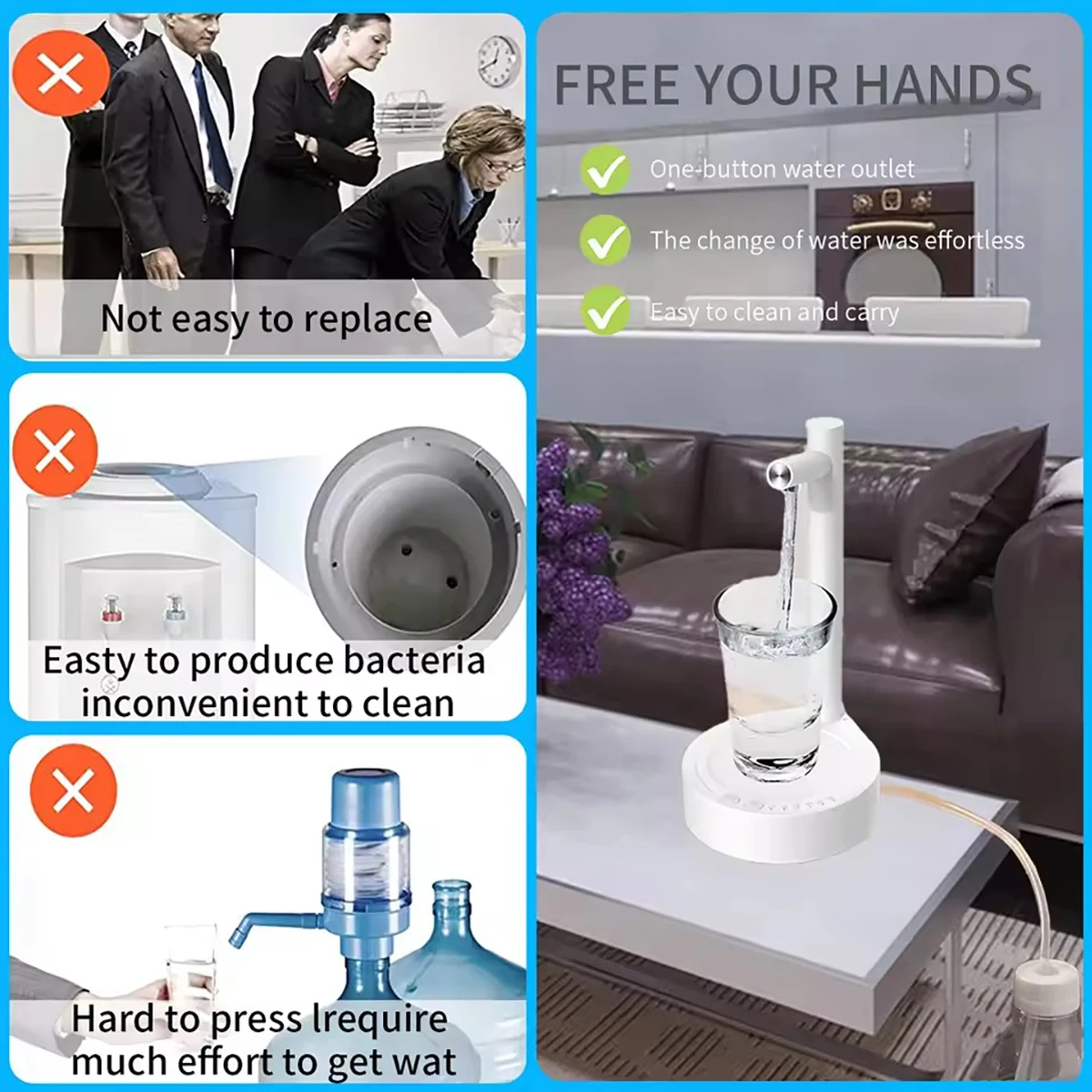 كمية تفريغ المياه المجانية واللاسلكية لمضخة المياه الكهربائية الذكية لسطح المكتب