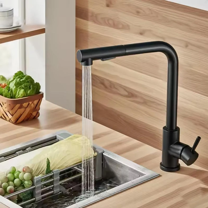 Black Pull Out Kitchen Sink Faucet Two Model Stream Sprayer Nozzle Stainless Steel Hot Cold Wate Mixer Tap Deck